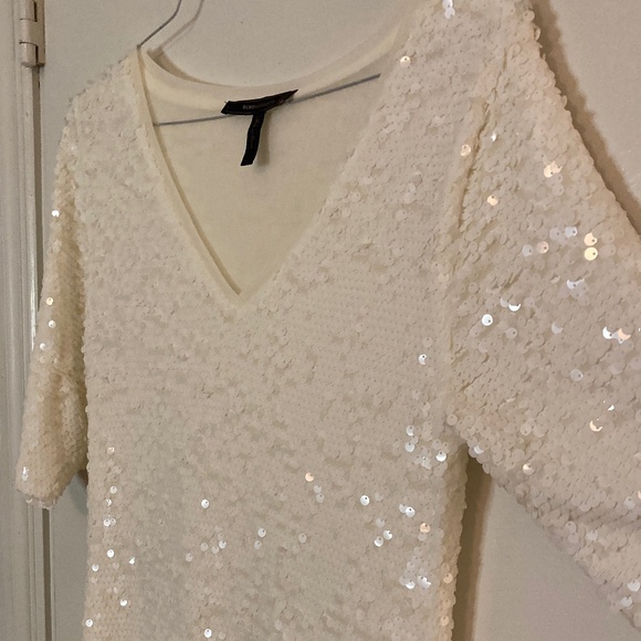 BCBGMAXAZRIA Ivory Sequin Cocktail Dress - Picture 5 of 8